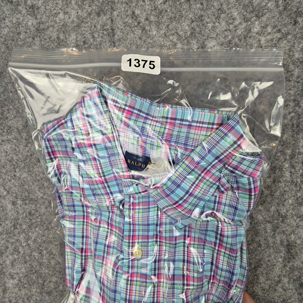 Ralph Lauren Mens Medium Plaid Button Down Shirt Blue Pink Pony Long Sleeve M - Picture 9 of 9